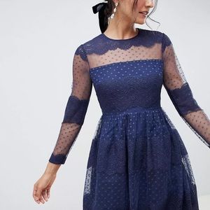 ASOS mesh mini dress with long sleeves size 6